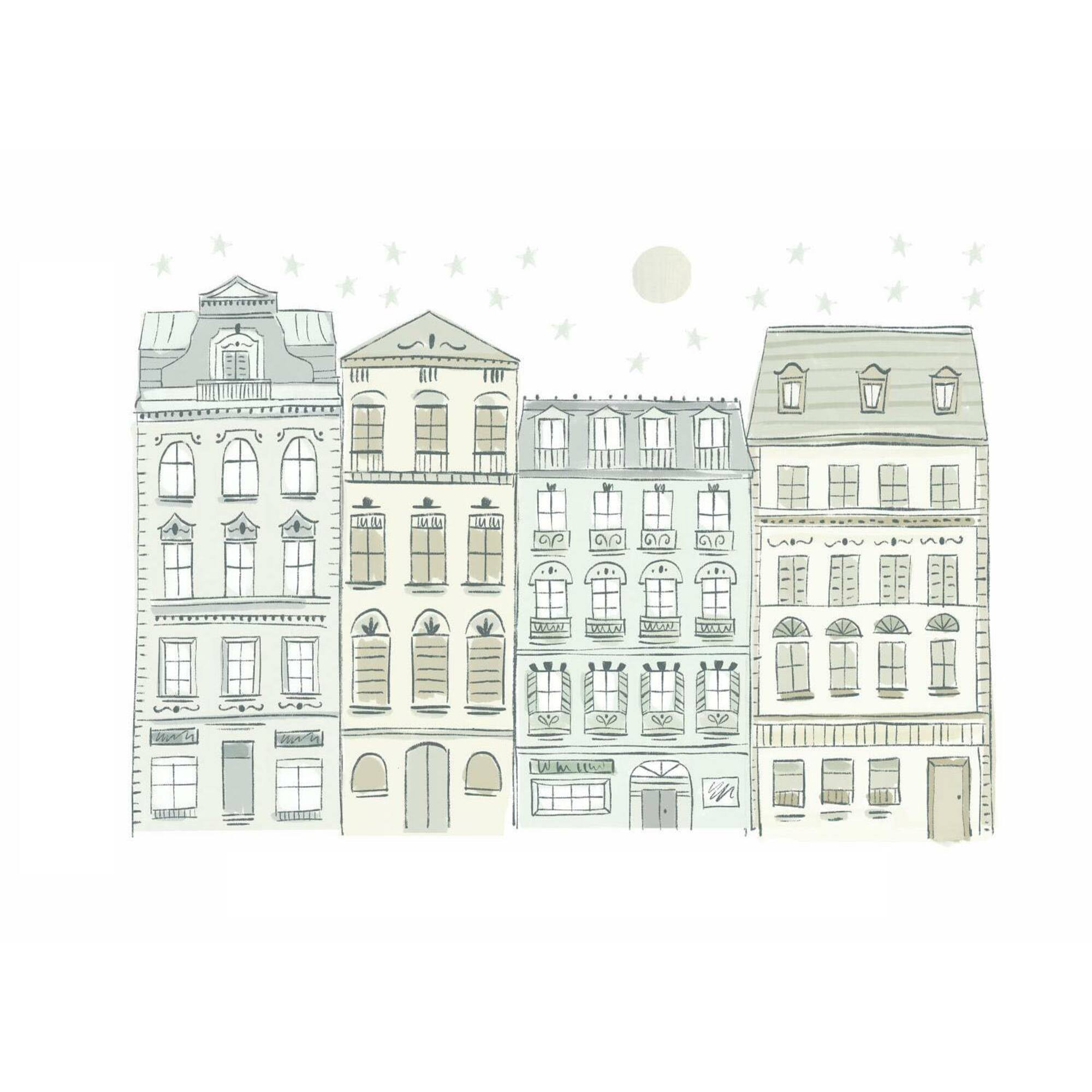 RoomMates Illustrated Townhouses Peel & Stick Giant Decals